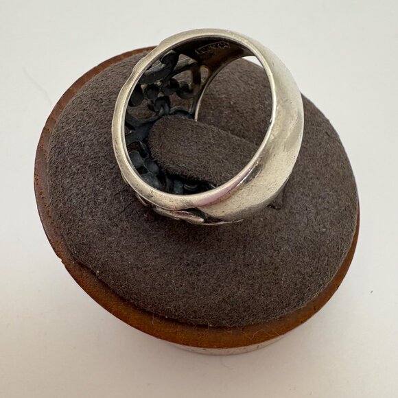 VTG Solid Sterling Silver 925 Scroll Design Tapered Band Ring Size 5.75 - Picture 8 of 15